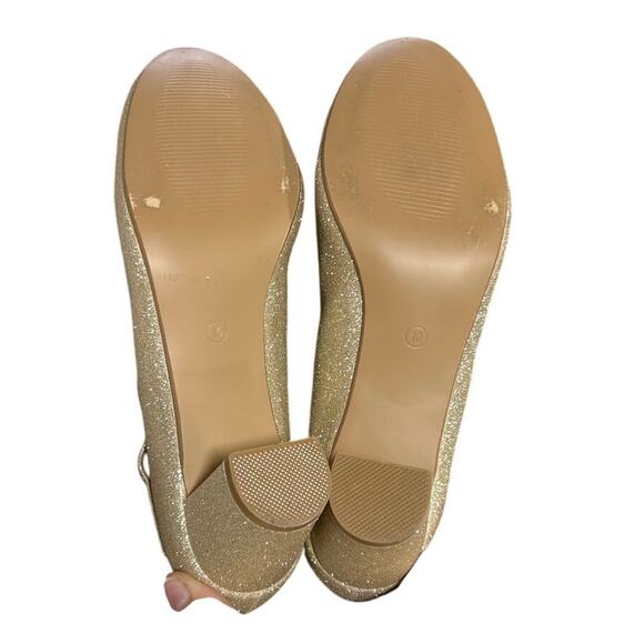 IDIFU Womens 10 Gold Glitter Candy Mary Jane 2.5" Block Heel Closed Toe Shoes - Picture 6 of 6